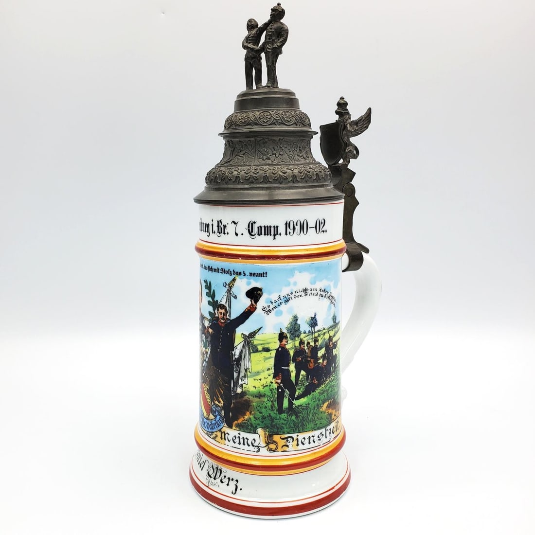 Antique 19th C. German Regimental Lithophane Stein (1 of 6)