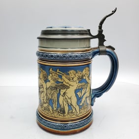 Antique German Mettlach "Cherubs" Stein