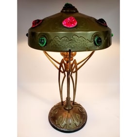 Antique Art Nouveau Austrian Brass Lamp