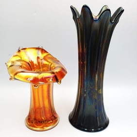 Lot of 2 Vintage Carnival Vases