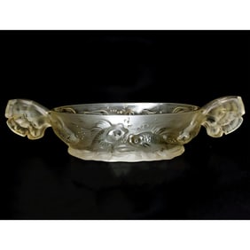 Verlys Art Deco French Glass Bowl w/ Fish Reliefs