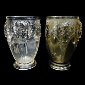 Pair of Verlys French Art Deco Art Glass Vases