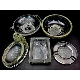 Lot of 5 Verlys French Art Deco Art Glass Items