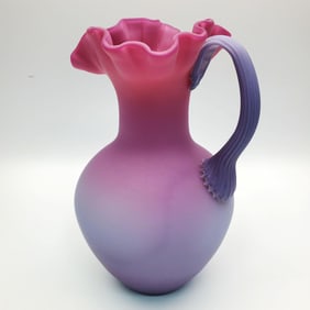 Antique American Satin Glass Pitcher
