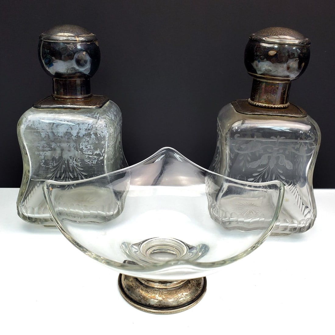 3 Antique or Vintage Silver Mounted Glass Items (1 of 4)