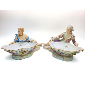 Pair of Antique Meissen German Porcelain Figures