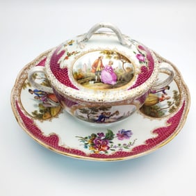 Antique Meissen German Hand Painted Porcelain