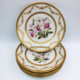 6 Antique French D&C Hand-Painted Porcelain Plates