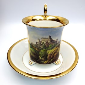 Russian or German Empire Porcelain Cup & Saucer