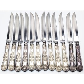 Rare Tiffany & Co. 12 Sterling Silver Steak Knives