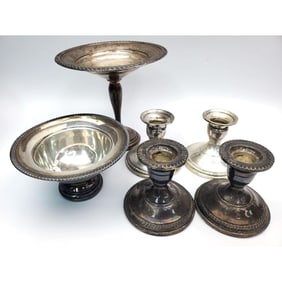 Lot of 6 Sterling Silver Weighted Candlesticks