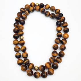 Gold Mounted Tiger Eye Necklace