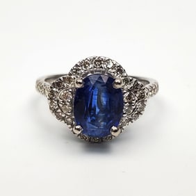 Platinum Sapphire & Diamond Ring