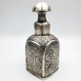 Antique Persian Silver Bottle w/ Stopper