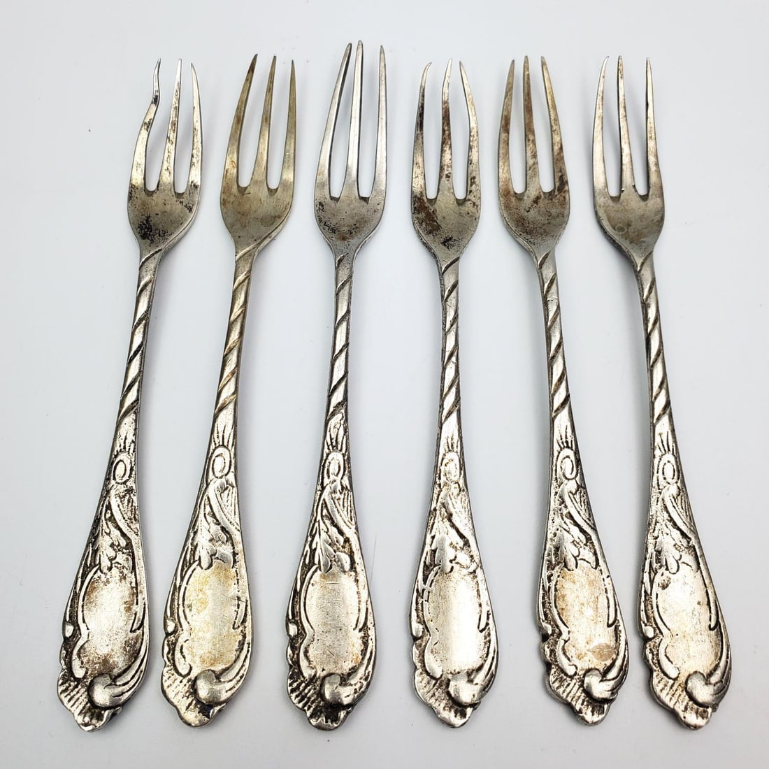 6 Probably Antique Russian Silver Caviar Forks (1 of 2)