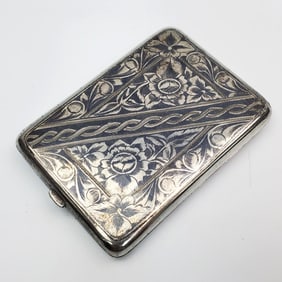 Antique Russian Niello Silver Card Case