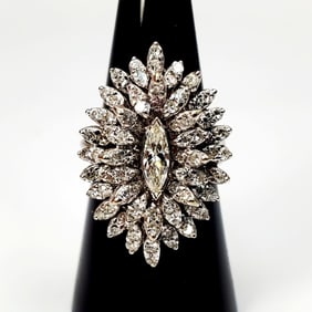 Fine 14K White Gold & Diamonds Cocktail Ring