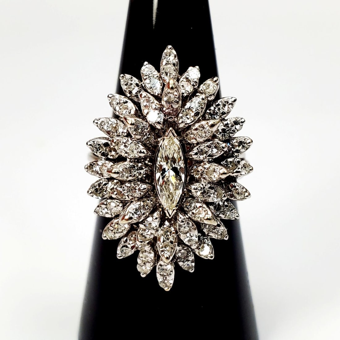 Fine 14K White Gold & Diamonds Cocktail Ring (1 of 3)