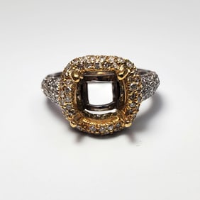 18K White & Yellow Gold & Diamond Ring Setting