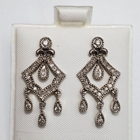 14K White Gold & Diamonds Earrings