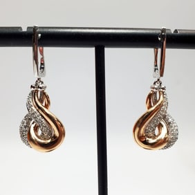 14K White & Rose Gold & Diamonds Earrings