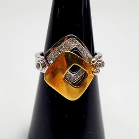 14K White & Yellow Gold & Diamond Ring