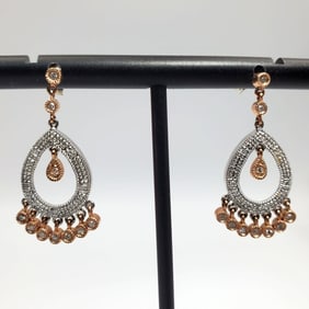 14K White & Rose Gold & Diamonds Earrings