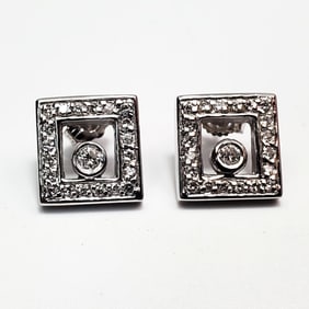14K White Gold & Diamond Earrings