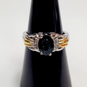 14K White Gold, Sapphire & Diamonds Ring