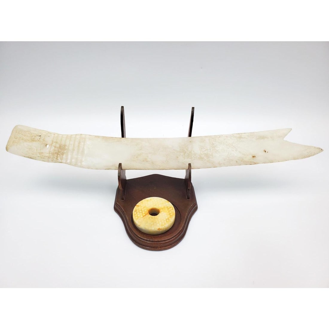 Chinese Prob. White Jade Dagger w/ Prob. Jade Bi (1 of 4)