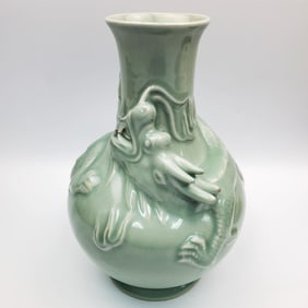 Chinese Signed Celadon Vase
