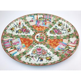 Large Antique Chinese Famille Rose Medallion Plate