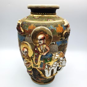 Antique Japanese Meiji Period Signed Satsuma Vase