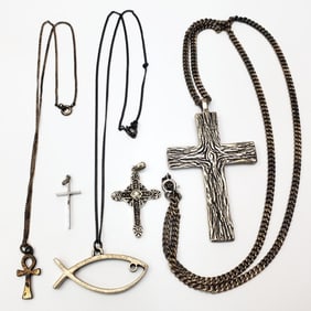 Lot of Silver "Cross" Jewelry Items