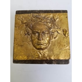 Franz Stiasny (20th C.) Bronze Plaque of Beethoven