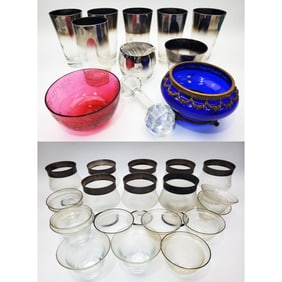 Lot of Assorted Glass Items Incl. Silver Deposit