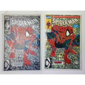 Lot of 2 Spider Man Comic Books by Marvel, c. 1990