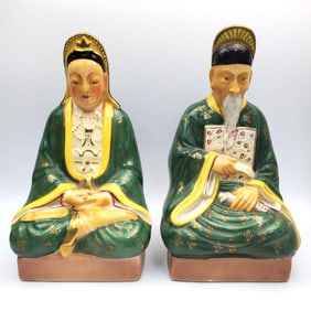 Lot of 2 Chinese Glazed Porcelain Figures
