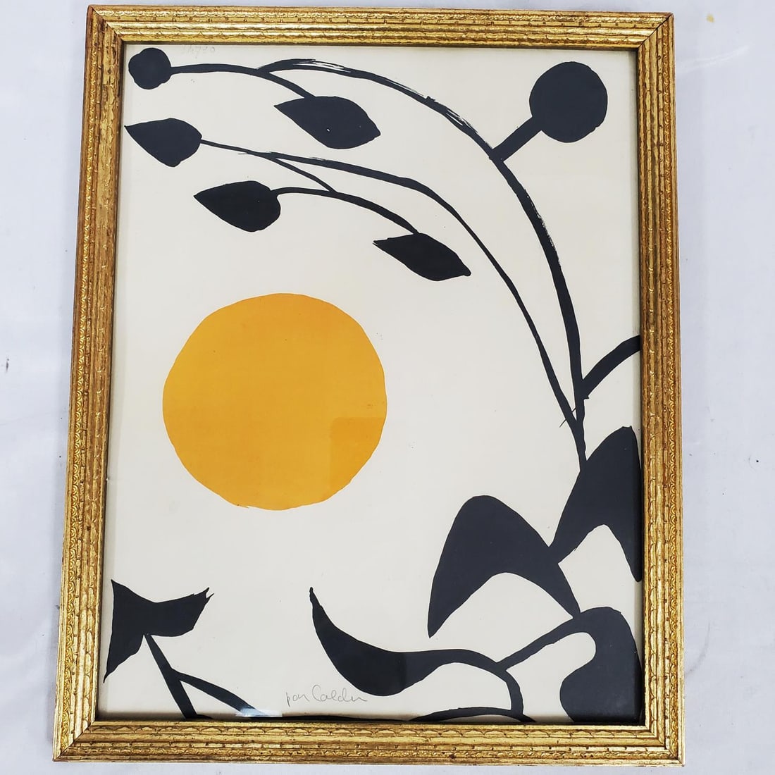 After Alexander Calder, American (1898-1976) Print: After Alexander Calder, American (1898-1976) Signed Print "Mobile to The Moon". Circa 1954. Pencil Signed Bottom Middle. Framed Under Glass. Has Not Been Examined Out of Frame. Condition: Generally Ve