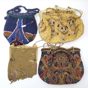 Lot of 4 Antique Beaded Purses