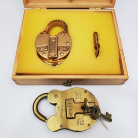 Lot of 2 Old Padlocks Including 1 Brass Example