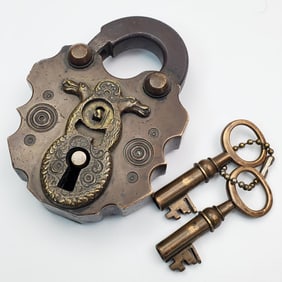 Antique Metal Padlock w/ an Eagle Design