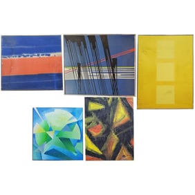 Lot of 5 Large Abstract Paintings, Oil on Canvas