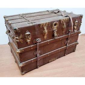 Large Antique Wood Steamer Trunk, c.1870