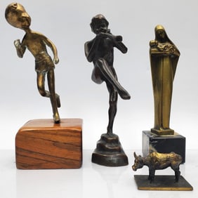 Lot of 4 Old Bronze Figures