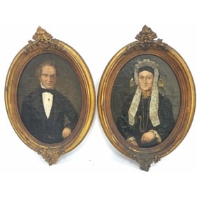 Lot of 2 Antique Early 19th C. Oval Paintings