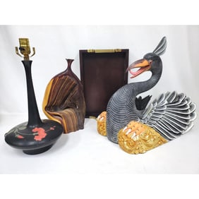 Lot of 4 Carved Wood Items