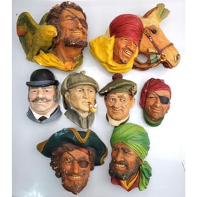 Lot of 8 Bossons England Chalkware Heads