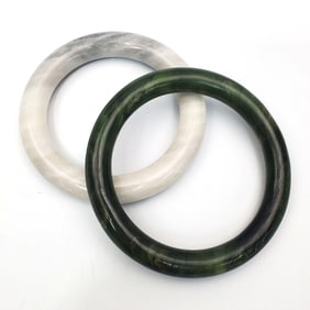Lot of 2 Vintage Chinese Probably Jade Bangle Bracelets