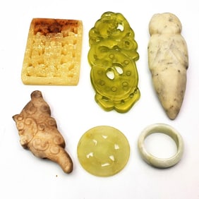 Lot of 6 Chinese Probably Jade Items